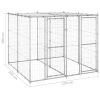 Outdoor Dog Kennel Galvanized Steel with Roof 52.1 ft