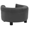 Dog Sofa Dark Gray 18.9"x18.9"x12.6" Plush and Faux Leather