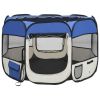 Foldable Dog Playpen with Carrying Bag Blue 35.4"x35.4"x22.8"