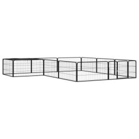 12-Panel Dog Playpen Black 39.4"x19.7" Powder-coated Steel (Color: Black)