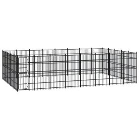 Outdoor Dog Kennel Steel 396.8 ft² (Color: Black)