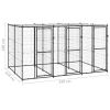 Outdoor Dog Kennel Steel with Roof 78.1 ft²