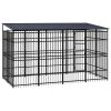 Outdoor Dog Kennel with Roof Steel 79.3 ft²