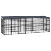 Outdoor Dog Kennel with Roof Steel 138.9 ft²
