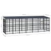 Outdoor Dog Kennel with Roof Steel 138.9 ft²