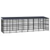 Outdoor Dog Kennel with Roof Steel 158.8 ft²