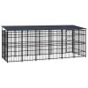 Outdoor Dog Kennel with Roof Steel 119 ft²